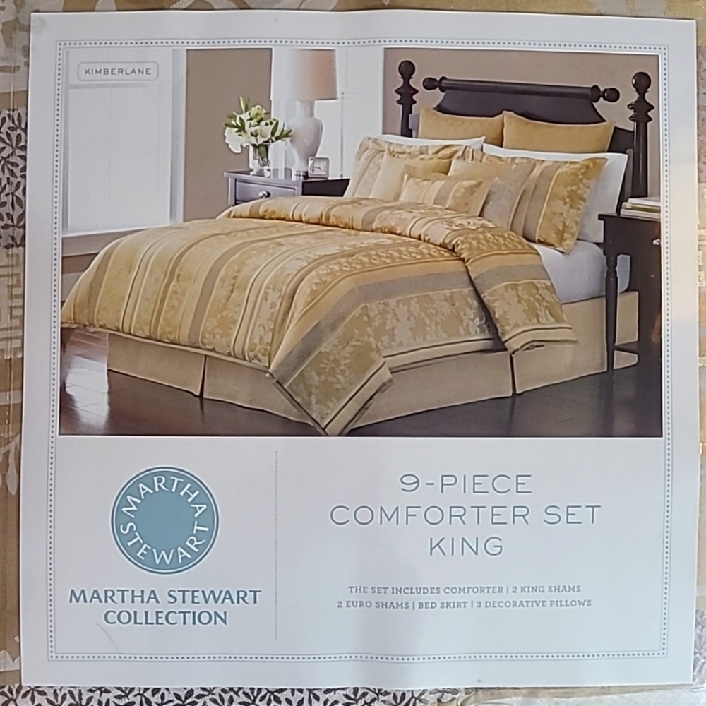 9 piece Martha Stewart King Sized Comforter Bedding Set
